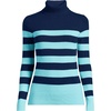 image:imageLands End Womens Cashmere Turtleneck SweaterDeep Sea NavyAqua Stripe