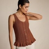 image:imageLands End Womens Cotton Boucle Ruffle Hem Sleeveless SweaterRich Ginger Brown