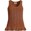 image:imageLands End Womens Cotton Boucle Ruffle Hem Sleeveless SweaterRich Ginger Brown
