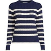 image:imageLands End Womens Cotton Cable Knit SweaterDeep Sea NavyIvory Stripe
