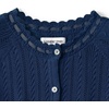 image:imageLands End Womens Cotton Pointelle Satin Trim Cardigan SweaterDeep Sea Navy