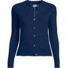 image:imageLands End Womens Cotton Pointelle Satin Trim Cardigan SweaterDeep Sea Navy
