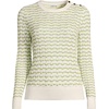 image:imageLands End Womens Cotton Viscose Button Shoulder Modern Crew SweaterPistachioIvory Stitch Stripe