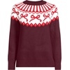 image:imageLands End Womens Drifter Jacquard Raglan Crew Neck SweaterBurgundy Bow Fairisle