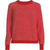 image:imageLands End Womens Drifter Jacquard Raglan Crew Neck SweaterCompass RedIvory Mini Stripe