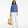image:imageLands End Womens Drifter Jacquard Raglan Crew Neck SweaterLapisIvory Mini Stripe
