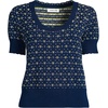 image:imageLands End Womens Fine Gauge Cotton Jacquard Scoop Neck SweaterDeep Sea Navy Floral Jacquard