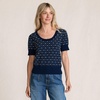 image:imageLands End Womens Fine Gauge Cotton Jacquard Scoop Neck SweaterDeep Sea Navy Floral Jacquard