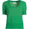 image:imageLands End Womens Fine Gauge Cotton Jacquard Scoop Neck SweaterTrue Green Floral Jacquard
