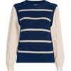 image:imageWomens Drifter Shaker Button Shoulder Sweater Vest with Poplin SleevesDeep Sea NavyChampagne Stripe