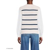image:imageWomens Drifter Shaker Button Shoulder Sweater Vest with Poplin SleevesFresh IvoryNavy Stripe