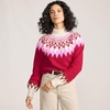image:imageWomens Fuzzy Turtleneck Lantern Sleeve Jacquard SweaterRich Red Fairisle