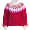image:imageWomens Fuzzy Turtleneck Lantern Sleeve Jacquard SweaterRich Red Fairisle