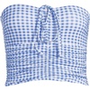 image:imageWomens Ruched Halter Tankini TopSoft Cloud Blue Gingham