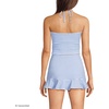 image:imageWomens Ruched Halter Tankini TopSoft Cloud Blue Gingham