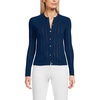 image:imageLands End Womens Cotton Pointelle Satin Trim Cardigan SweaterDeep Sea Navy