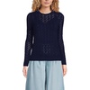 image:imageLands End Womens Cotton Viscose Button Shoulder Modern Crew SweaterDeep Sea Navy