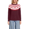 image:imageLands End Womens Drifter Jacquard Raglan Crew Neck SweaterBurgundy Bow Fairisle