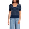image:imageLands End Womens Fine Gauge Cotton Jacquard Scoop Neck SweaterDeep Sea Navy Floral Jacquard