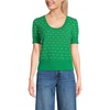 image:imageLands End Womens Fine Gauge Cotton Jacquard Scoop Neck SweaterTrue Green Floral Jacquard