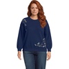image:imageLands End Womens Serious Sweats Relaxed Long Sleeve Crew Neck SweatshirtNavy Cascading Floral
