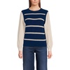 image:imageWomens Drifter Shaker Button Shoulder Sweater Vest with Poplin SleevesDeep Sea NavyChampagne Stripe