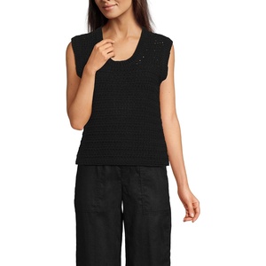 image:imageLands End Womens Blend Texture U Neck Vest SweaterBlack