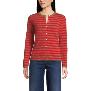 image:imageLands End Womens Cashmere Cardigan SweaterCompass RedCamel Breton