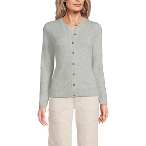 image:imageLands End Womens Cashmere Cardigan SweaterGrayBlack Donegal