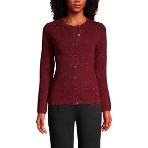 image:imageLands End Womens Cashmere Cardigan SweaterRich Burgundy Donegal