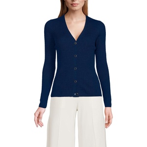 image:imageLands End Womens Drifter Baby Cable Vneck Cardigan SweaterDeep Sea Navy