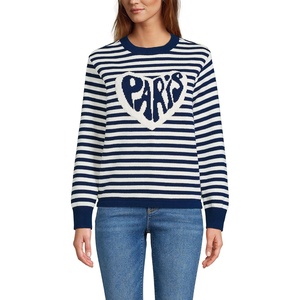 image:imageLands End Womens Drifter Jacquard Crew Neck SweaterParis Heart