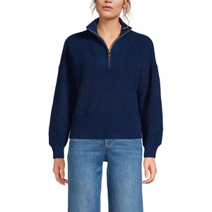 image:imageLands End Womens Drifter Shaker Wedge Quarter Zip SweaterNavy Ice Multi Donegal