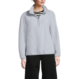 image:imageLands End Womens Half Zip Cozy Sherpa Fleece PulloverPale Gray