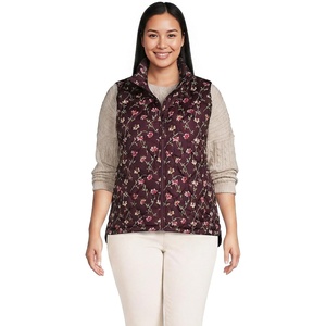image:imageLands End Womens Quilted Puffer VestLush Burgundy Tossed Floral