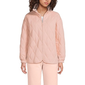 image:imageLands End Womens RainDefense Serious Sweats Quilted Full Zip JacketSoft Mineral Blush