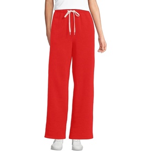 image:imageLands End Womens Serious Sweats High Rise Relaxed Straight Leg PantsCoral Red