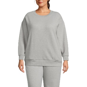 image:imageLands End Womens Serious Sweats Relaxed Long Sleeve Crew Neck SweatshirtGray Heather