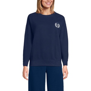 image:imageLands End Womens Serious Sweats Relaxed Long Sleeve Crew Neck SweatshirtLe CrestDeep Sea Navy