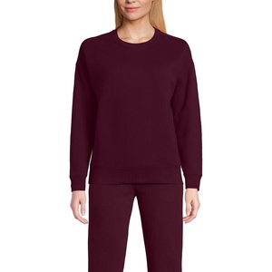 image:imageLands End Womens Serious Sweats Relaxed Long Sleeve Crew Neck SweatshirtLush Burgundy