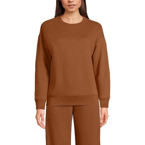 image:imageLands End Womens Serious Sweats Relaxed Long Sleeve Crew Neck SweatshirtRich Ginger Brown