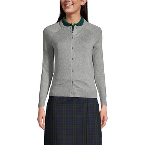 image:imageSchool Uniform Young Womens Cotton Modal Cardigan SweaterPewter Heather