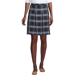 image:imageSchool Uniform Young Womens Plaid Box Pleat Skirt Top of the KneeClassic Navy Plaid