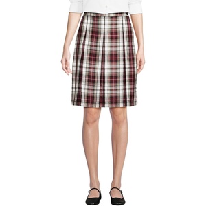 image:imageSchool Uniform Young Womens Plaid Box Pleat Skirt Top of the KneeGarnetKhaki Plaid