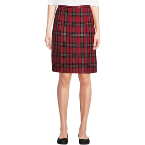 image:imageSchool Uniform Young Womens Plaid Box Pleat Skirt Top of the KneeRedBlack Plaid