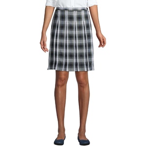 image:imageSchool Uniform Young Womens Plaid Box Pleat Skirt Top of the KneeWhite Plaid
