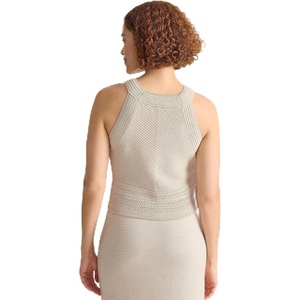 image:imageWomens Gassed Cotton Pointelle Halter Top Sweater Set Top
