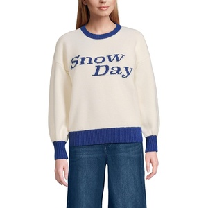 image:imageWomens Ultrasoft Placed Jacquard Jersey Crew Neck SweaterSnow DayIvory