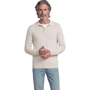 image:imageLands End Mens Long Sleeve Cotton Sweater PoloLight Gray Heather