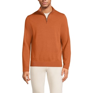 image:imageLands End Mens Long Sleeve Fine Gauge Cotton Quarter Zip SweaterFresh Cinnamon